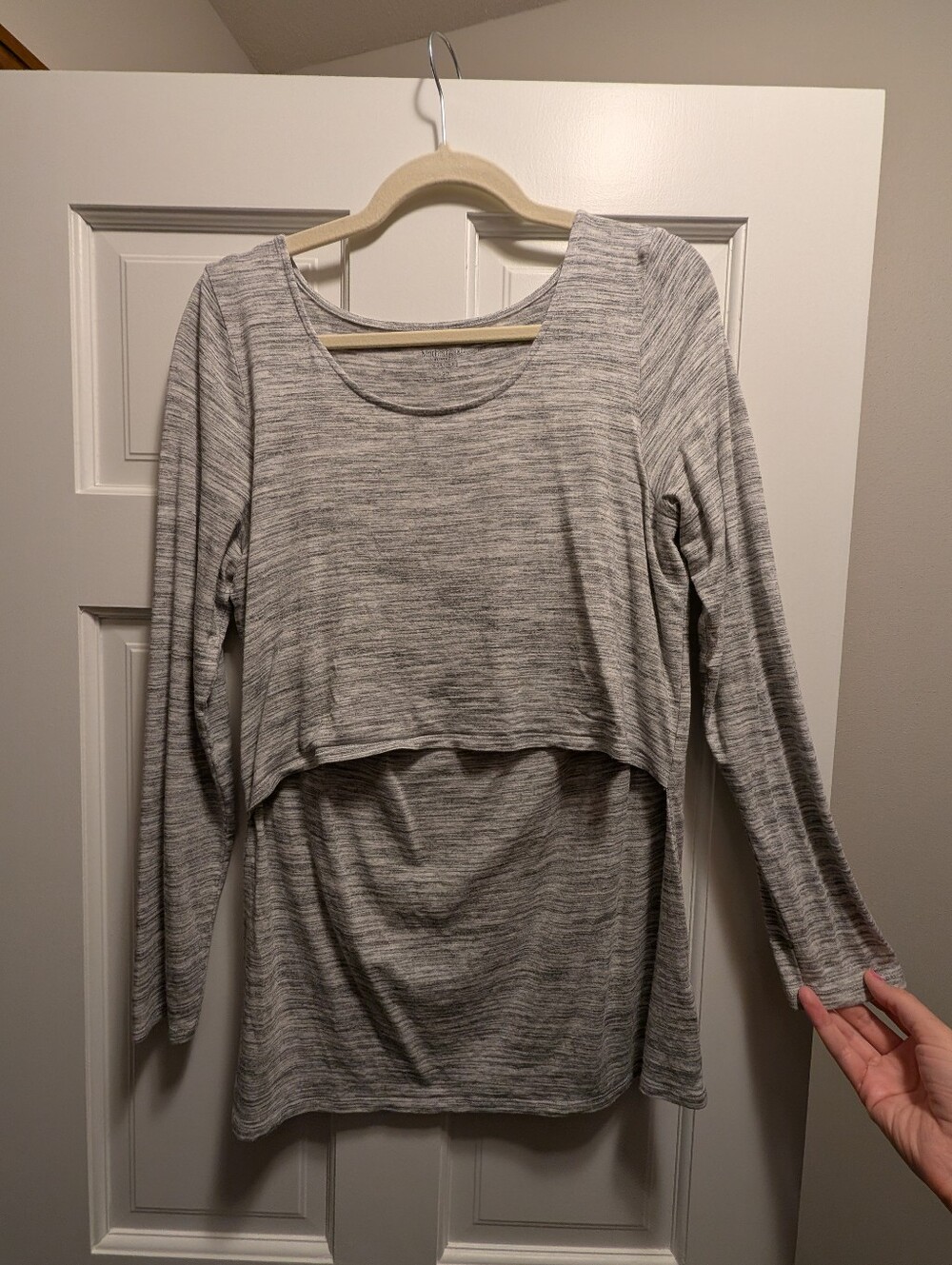 Motherhood Heather Gray Layered Long-Sleeve Nursing Top